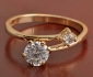Позлатен дамски пръстен с два камъка цирконий 9к N2334